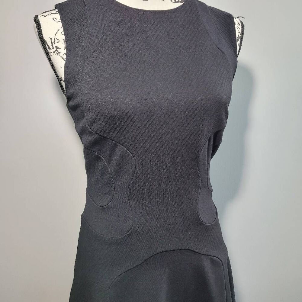 Diane Von Furstenberg black knee length‎ dress structured geometric futuristic - Picture 4 of 15